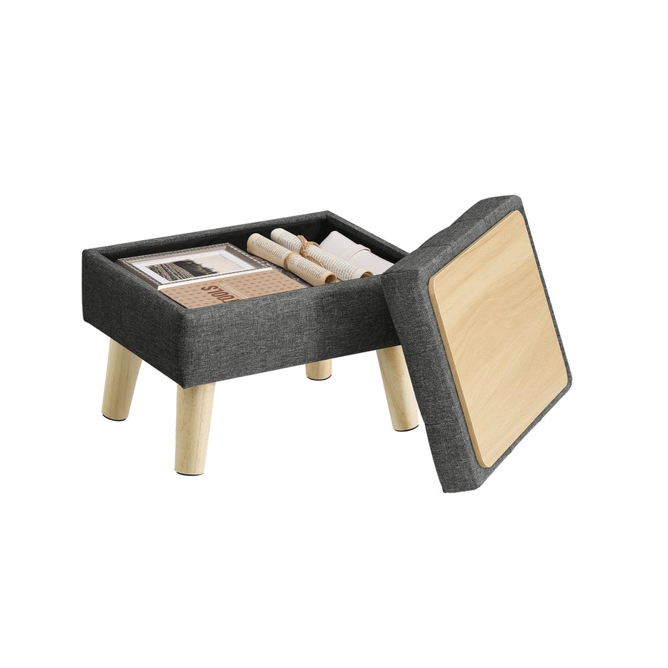 Storage Ottoman - 30L - Rubberwood, Foam, MDF - Padded Seat - Max Load 330 lb