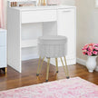 Velvet Makeup Stool – Ink Black – Round with Storage and Metal Legs