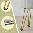Velvet Makeup Stool – Ink Black – Round with Storage and Metal Legs