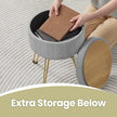 Velvet Makeup Stool – Ink Black – Round with Storage and Metal Legs