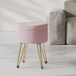 Velvet Makeup Stool – Ink Black – Round with Storage and Metal Legs
