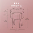 Velvet Makeup Stool – Ink Black – Round with Storage and Metal Legs