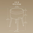 Dressing Table Stool – Synthetic Leather – Round – Mid-Century Modern with Storage and Steel Legs