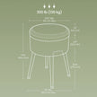 Dressing Table Stool – Synthetic Leather – Round – Mid-Century Modern with Storage and Steel Legs