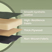Dressing Table Stool – Synthetic Leather – Round – Mid-Century Modern with Storage and Steel Legs