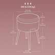 Dressing Table Stool – Synthetic Leather – Round – Mid-Century Modern with Storage and Steel Legs