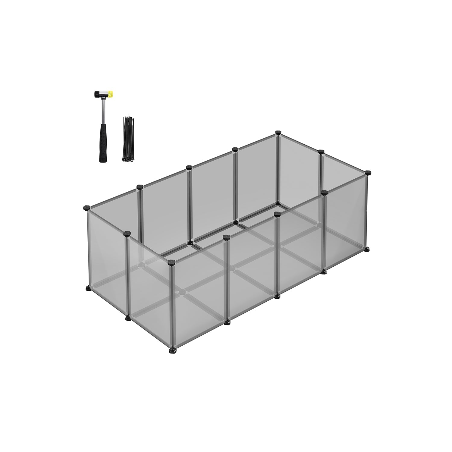 Pet Exercise Playpen – Metal – Grey – 20 Panels with Floor for Small Animals