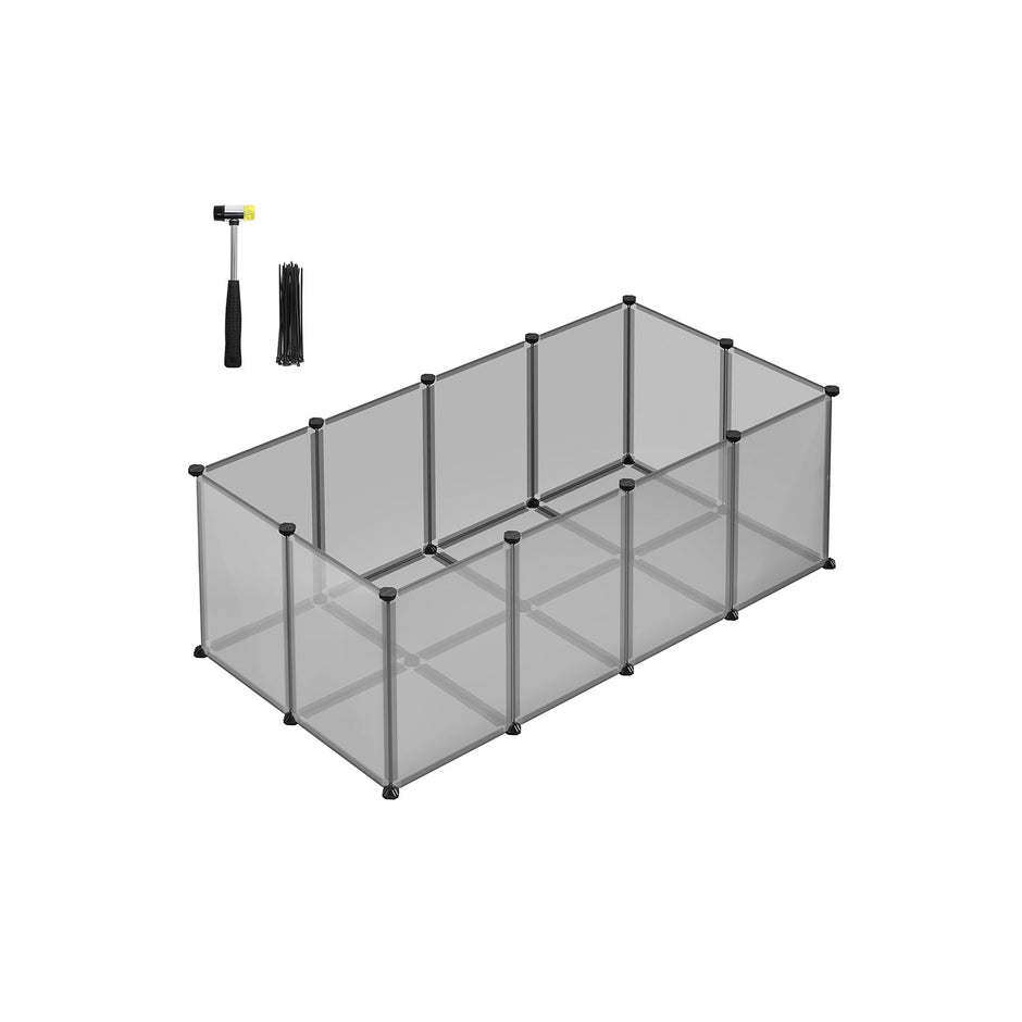 Pet Exercise Playpen – Metal – Grey – 20 Panels with Floor for Small Animals