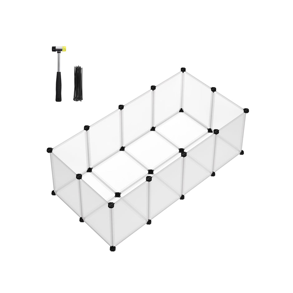 Pet Playpen – Metal – White – Adjustable DIY Enclosure with Floor