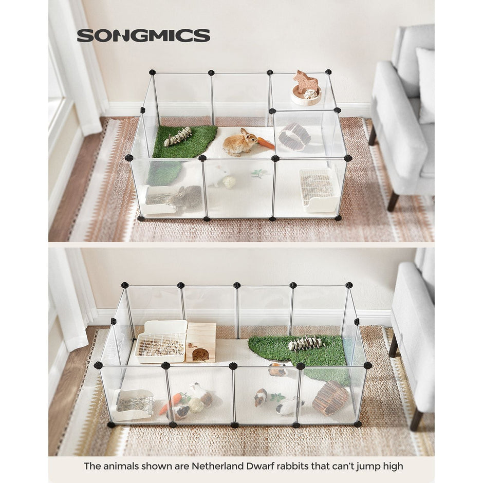 Pet Playpen – Metal – White – Adjustable DIY Enclosure with Floor