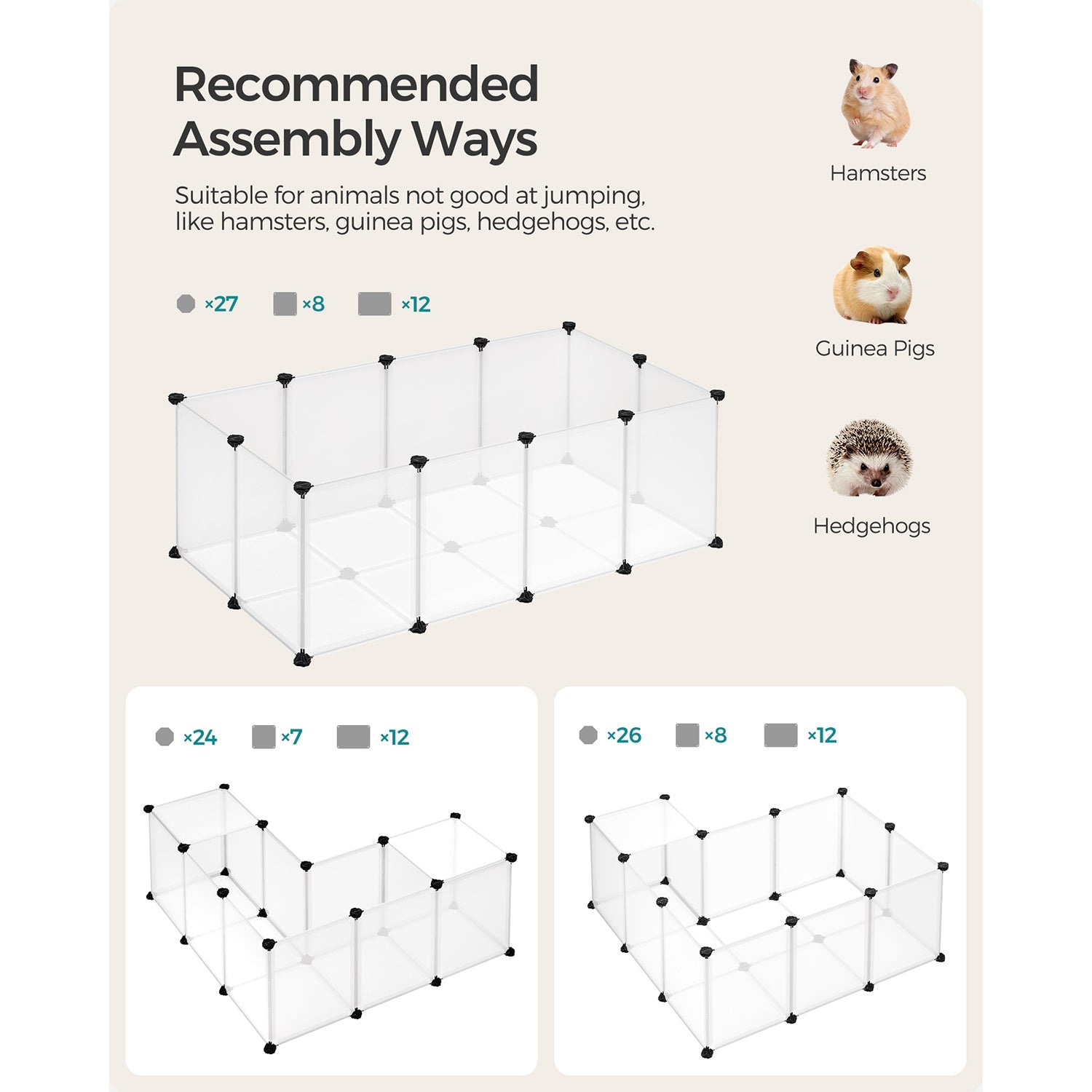 Pet Playpen – Metal – White – Adjustable DIY Enclosure with Floor