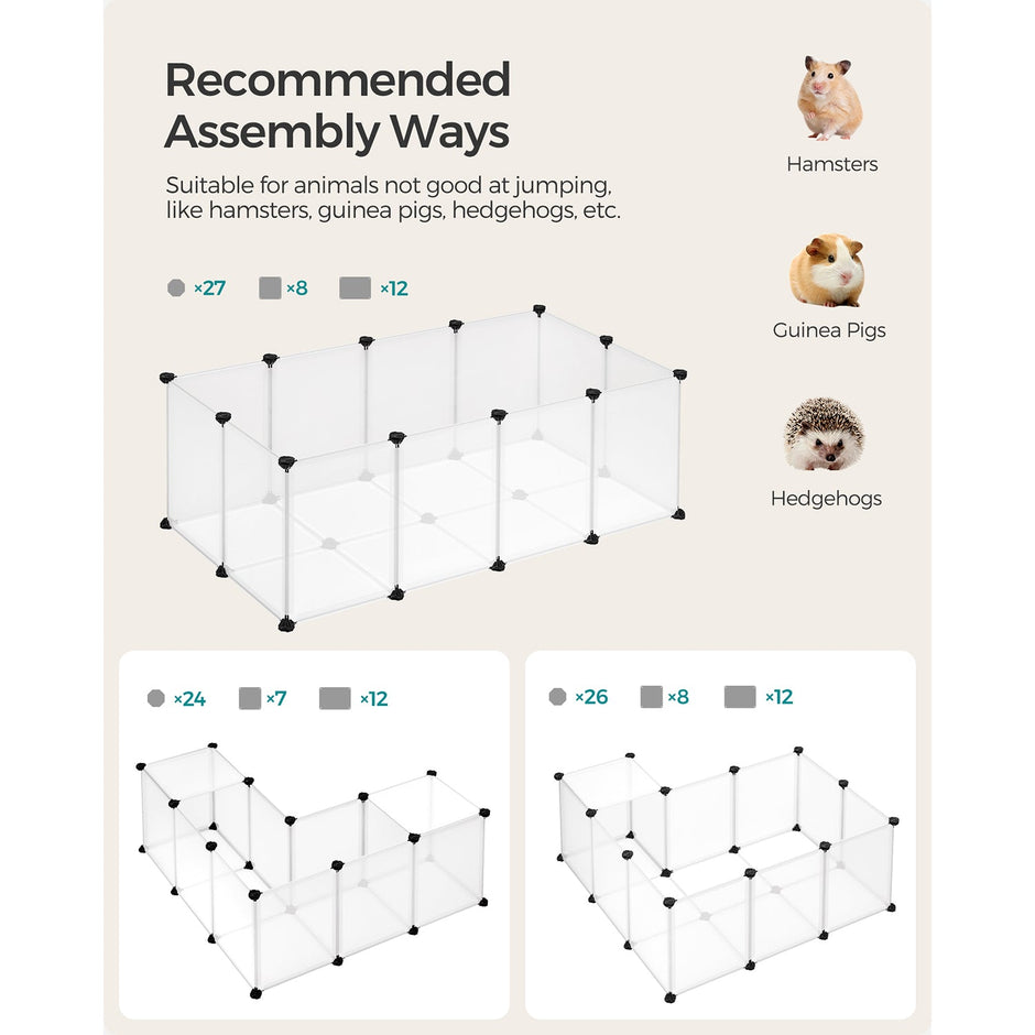 Pet Playpen – Metal – White – Adjustable DIY Enclosure with Floor
