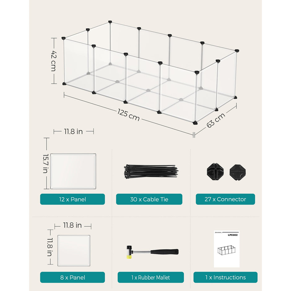 Pet Playpen – Metal – White – Adjustable DIY Enclosure with Floor