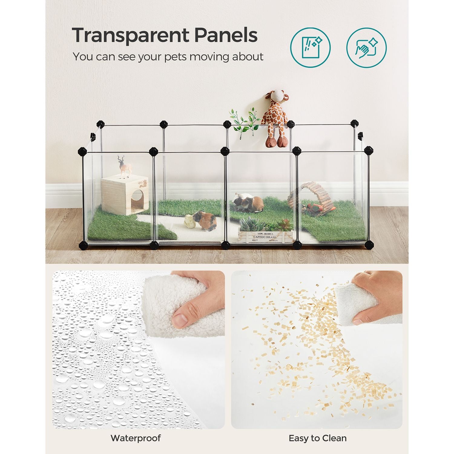 Pet Playpen – Metal – White – Adjustable DIY Enclosure with Floor