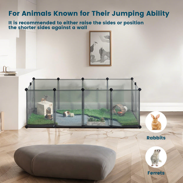 Small Animal Playpen – Plastic – Grey – DIY Design with Floor, 143 x 73 x 46 cm