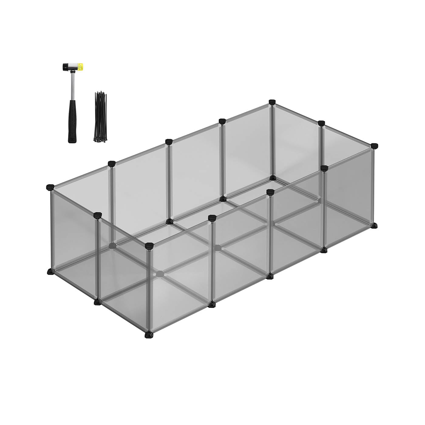 Pet Exercise Playpen – Metal – Grey – 20 Panels with Floor for Small Animals