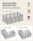 Pet Exercise Playpen – Metal – Grey – 20 Panels with Floor for Small Animals