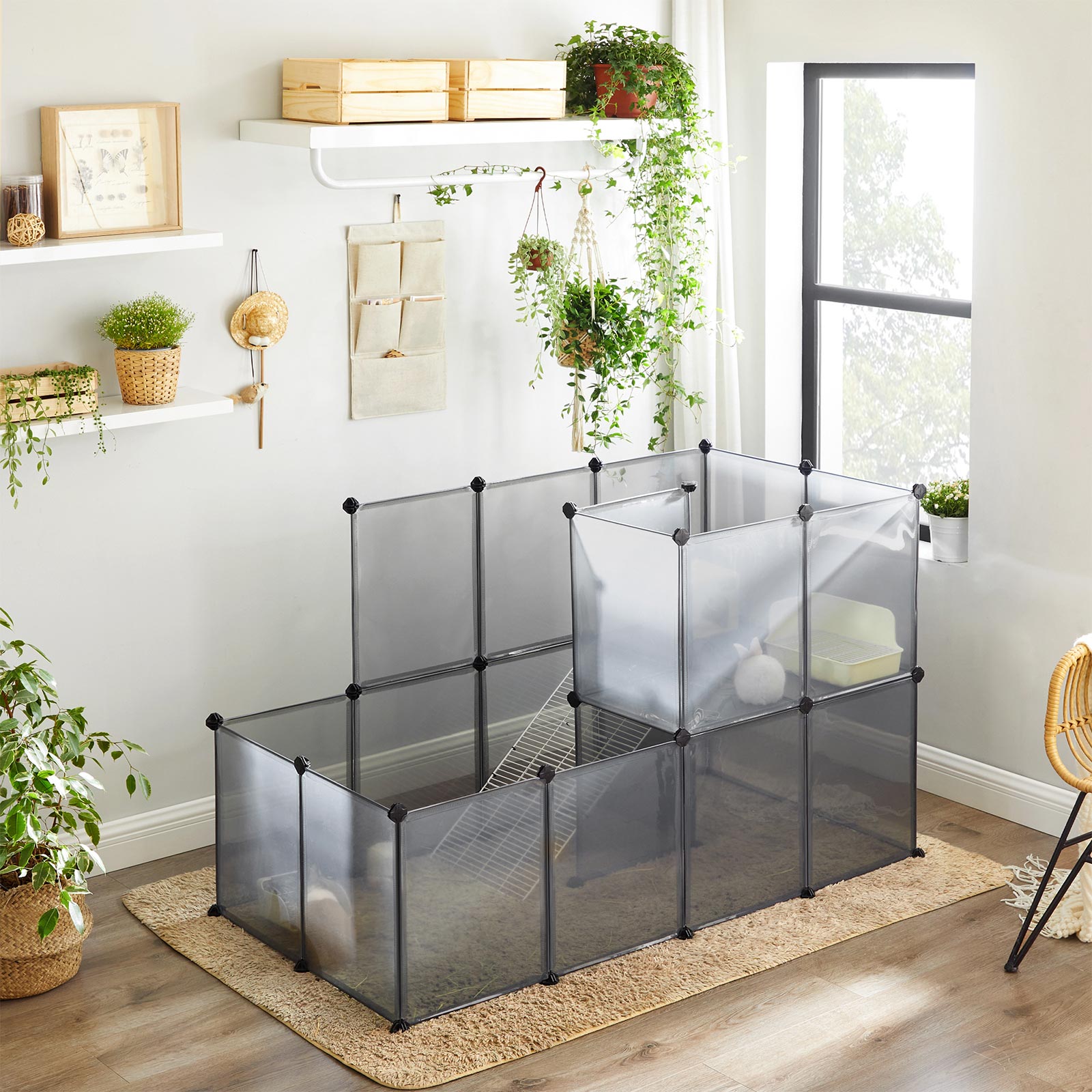 Plastic Modular Pet Playpen – Grey – DIY Design for Small Animals