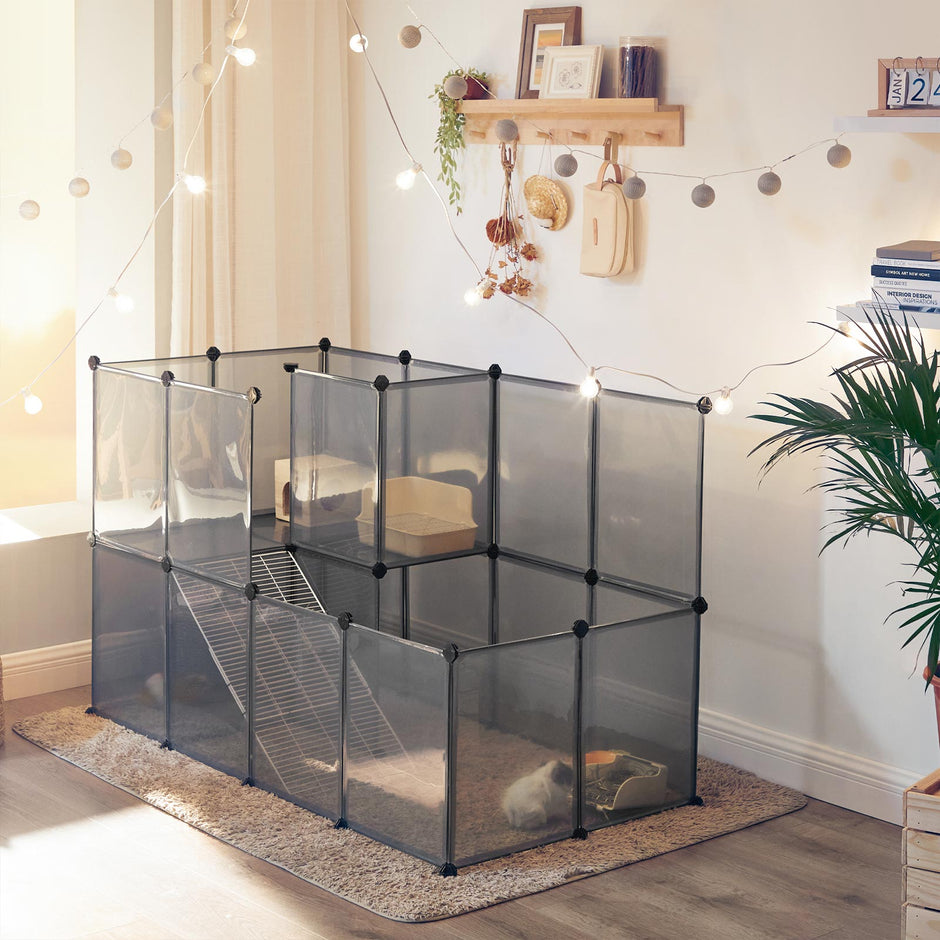 Plastic Modular Pet Playpen – Grey – DIY Design for Small Animals