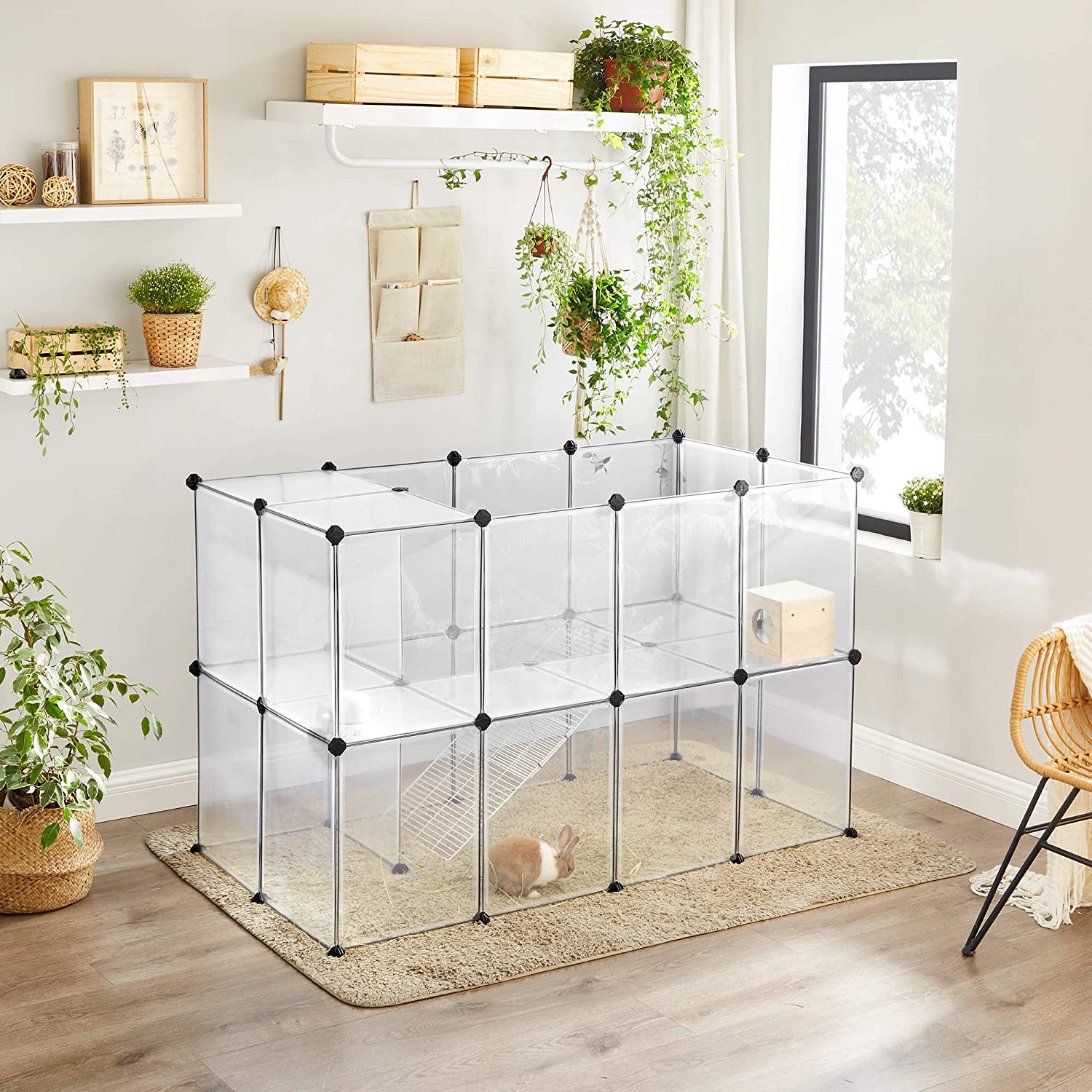 Pet Playpen – Clear Plastic – Grey – DIY Design for Small Animals