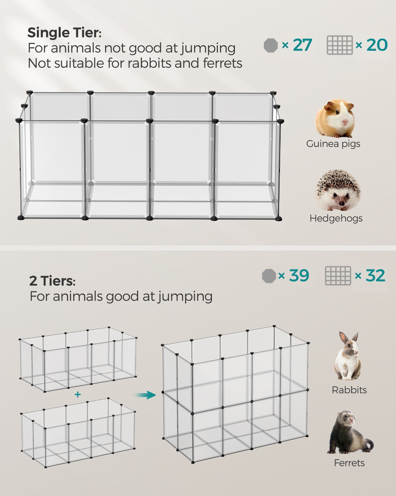 Pet Playpen – Metal – White – Adjustable DIY Enclosure with Floor