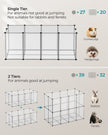 Pet Playpen – Metal – White – Adjustable DIY Enclosure with Floor