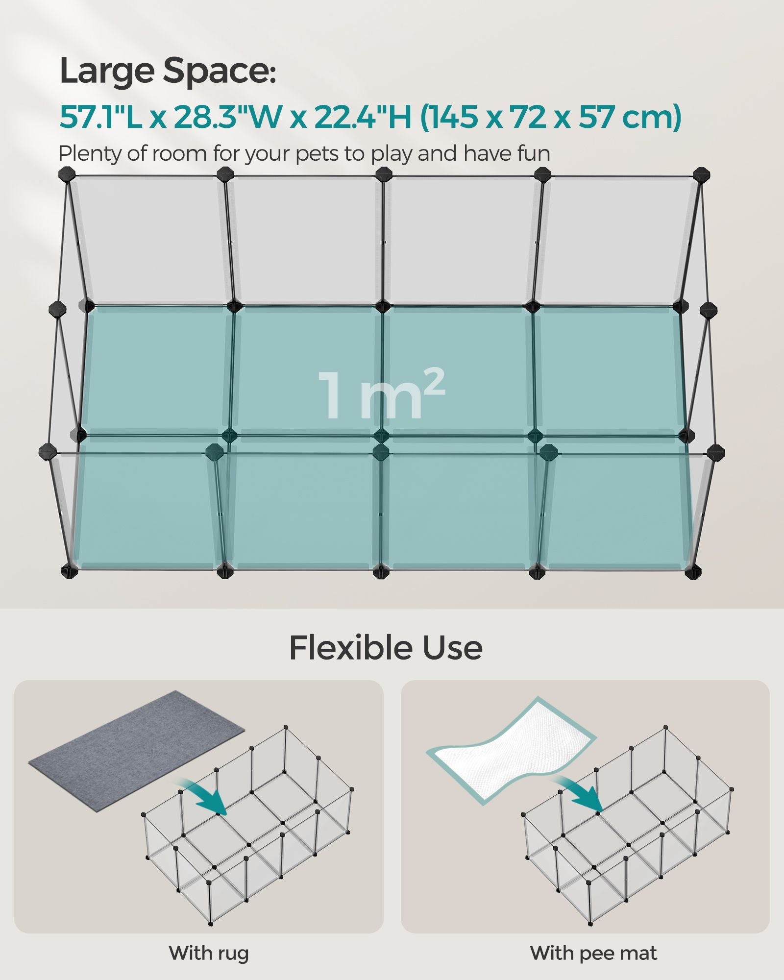 Pet Playpen – Metal – White – Adjustable DIY Enclosure with Floor