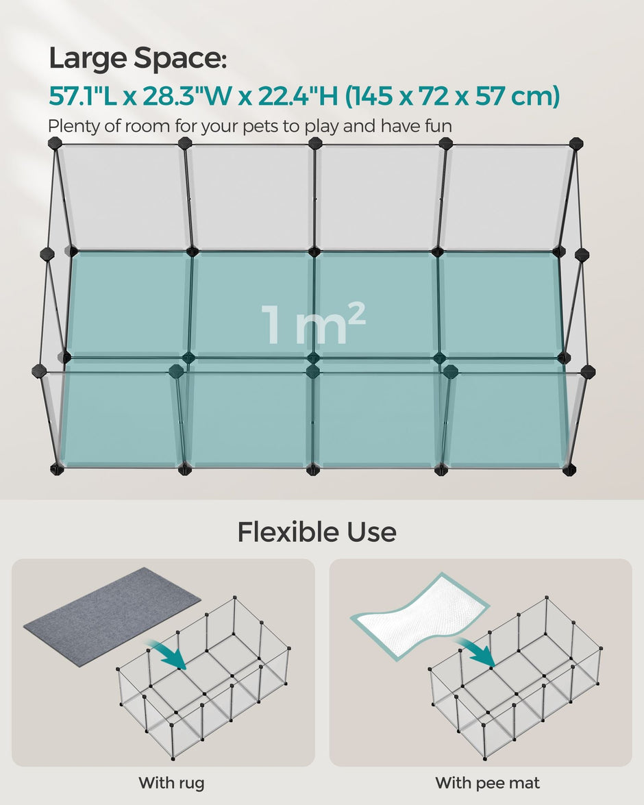 Pet Playpen – Metal – White – Adjustable DIY Enclosure with Floor