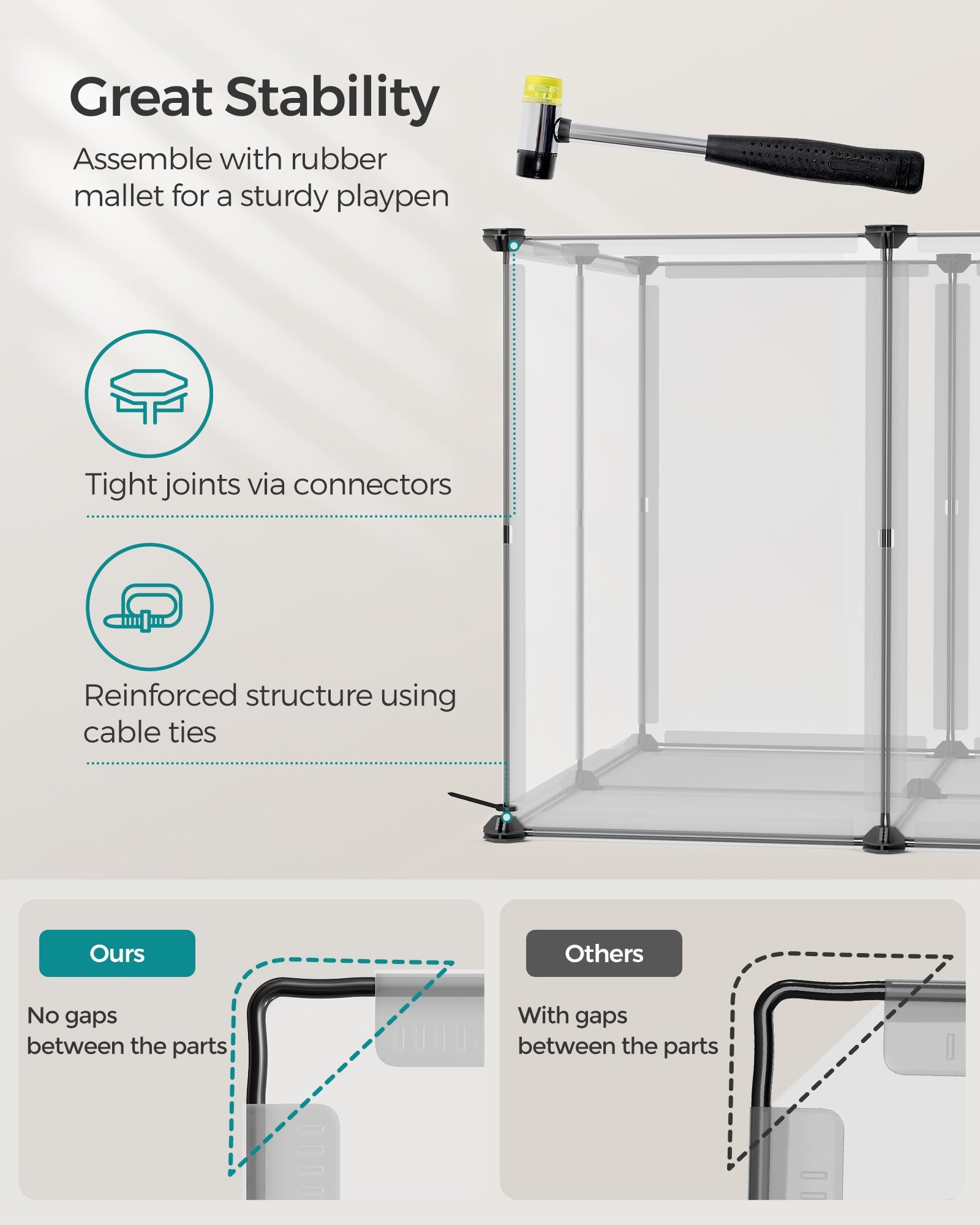 Pet Playpen – Metal – White – Adjustable DIY Enclosure with Floor