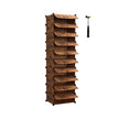 Shoe Rack – Plastic and Metal – Rustic Brown – 10-Slot Modular Storage Unit