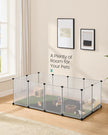 Pet Playpen – Oxford Fabric – White – Removable Floor Mat, Small Animal Enclosure 143 x 73 x 46 cm