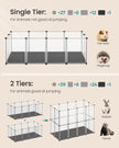 Pet Playpen – Oxford Fabric – White – Removable Floor Mat, Small Animal Enclosure 143 x 73 x 46 cm