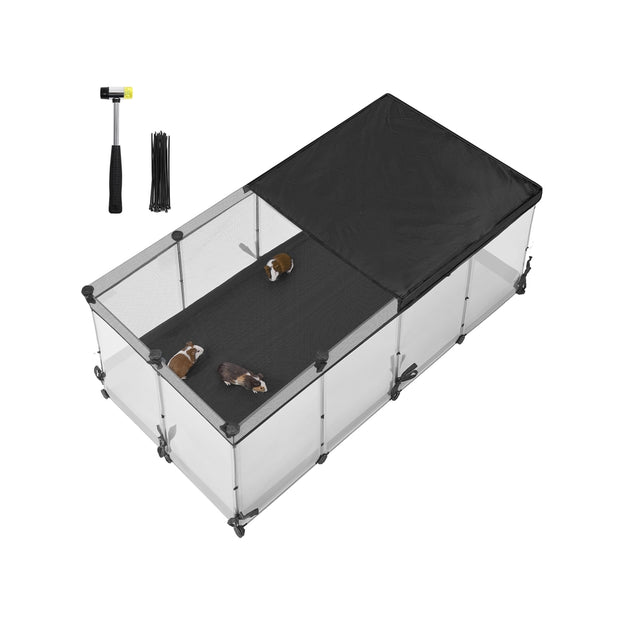 Small Animal Playpen - 144L - PP Plastic, Steel - Semi-Transparent Panels - Breathable Top