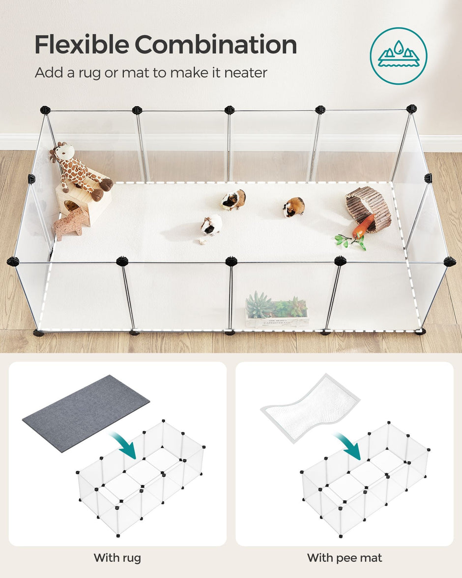 Pet Playpen – Metal – White – DIY Adjustable 20-Panel Enclosure for Small Animals