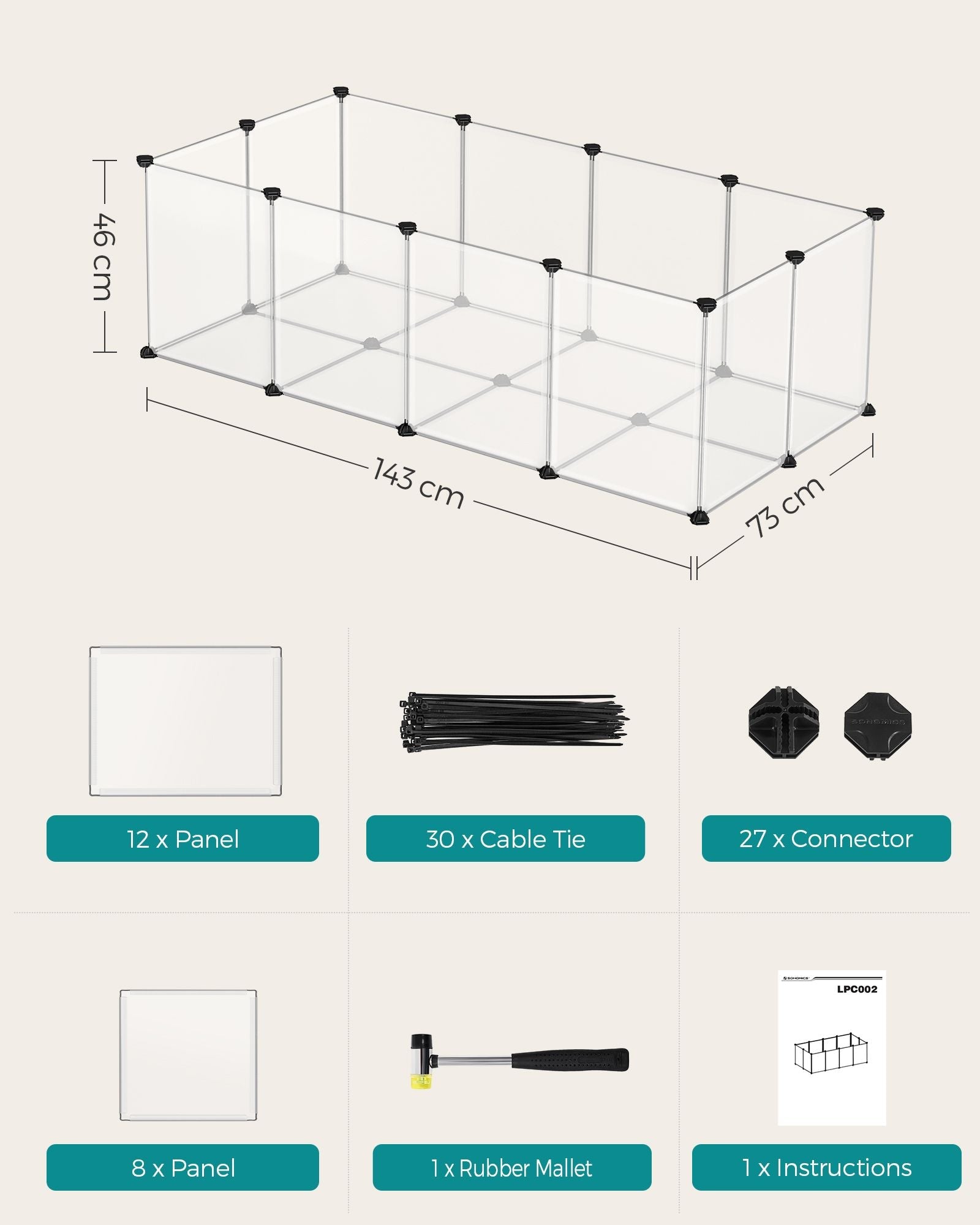 Pet Playpen – Metal – White – DIY Adjustable 20-Panel Enclosure for Small Animals