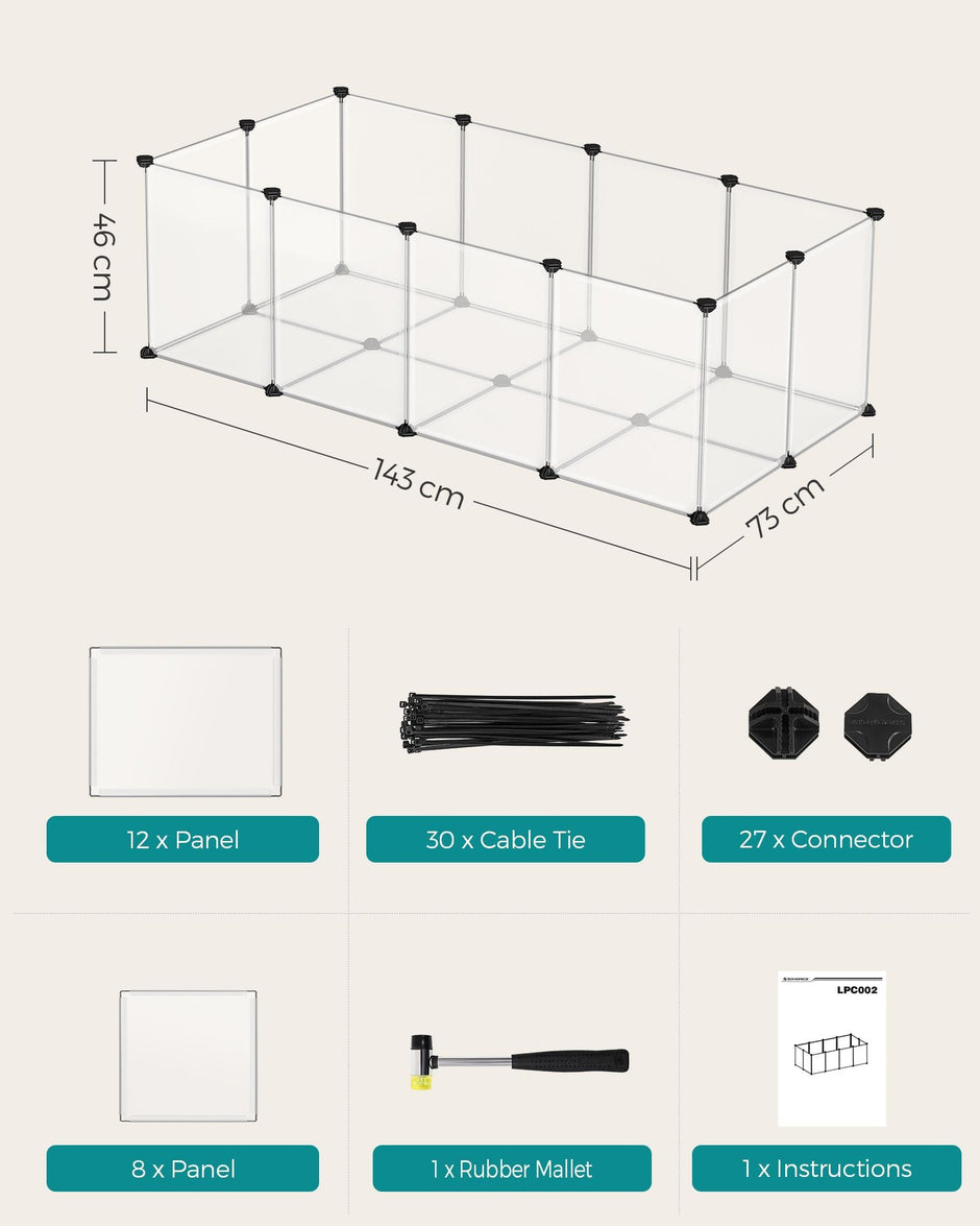 Pet Playpen – Metal – White – DIY Adjustable 20-Panel Enclosure for Small Animals