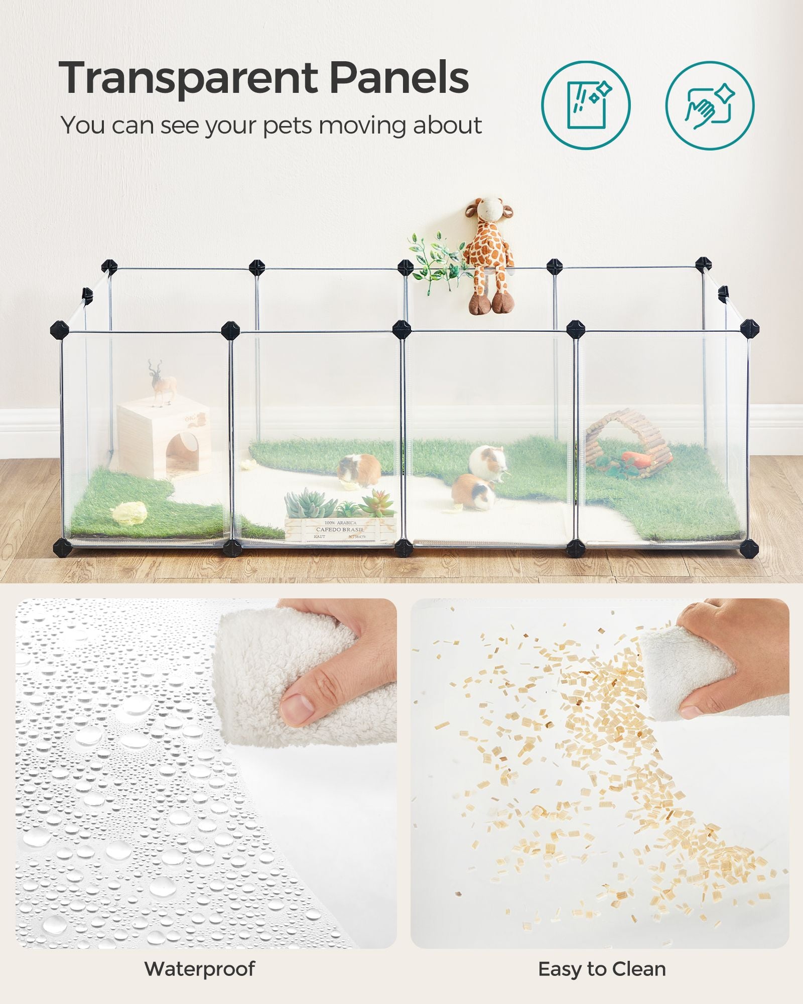 Pet Playpen – Metal – White – DIY Adjustable 20-Panel Enclosure for Small Animals