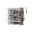 Shoe Rack – Plastic and Steel – Slate Grey – Interlocking 6-Slot Storage Unit with Doors