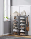 Shoe Rack – Plastic and Steel – Slate Grey – Interlocking 6-Slot Storage Unit with Doors