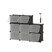 Modular Shoe Storage Cabinet – Plastic and Steel – Black – 8-Slot with Doors