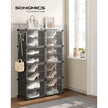 Modular Shoe Storage Cabinet – Plastic and Steel – Black – 8-Slot with Doors