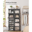 Modular Shoe Rack – Plastic and Steel – Black – 10-Slot Interlocking Design with Doors