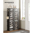 Modular Shoe Rack – Plastic and Steel – Black – 10-Slot Interlocking Design with Doors
