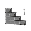 Modular Shoe Rack – Plastic and Steel – Black – 10-Slot Interlocking Design with Doors