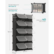 Modular Shoe Rack – Plastic and Steel – Black – 10-Slot Interlocking Design with Doors