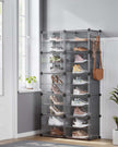 Modular Shoe Rack – Steel and Plastic – Slate Grey – 10-Slot Design with Doors