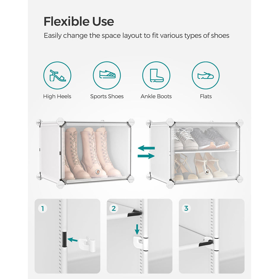 Modular Storage Organiser Unit – Steel Frame and Plastic Panels – White – 10 Slots with Doors