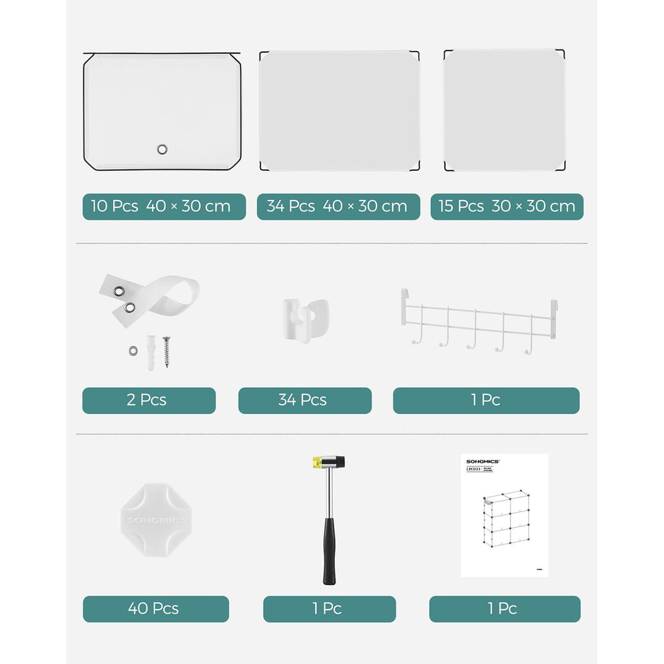 Modular Storage Organiser Unit – Steel Frame and Plastic Panels – White – 10 Slots with Doors