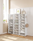 Interlocking Shoe Rack – Plastic – Cloud White – Modular 4-Slot Storage Unit with Doors