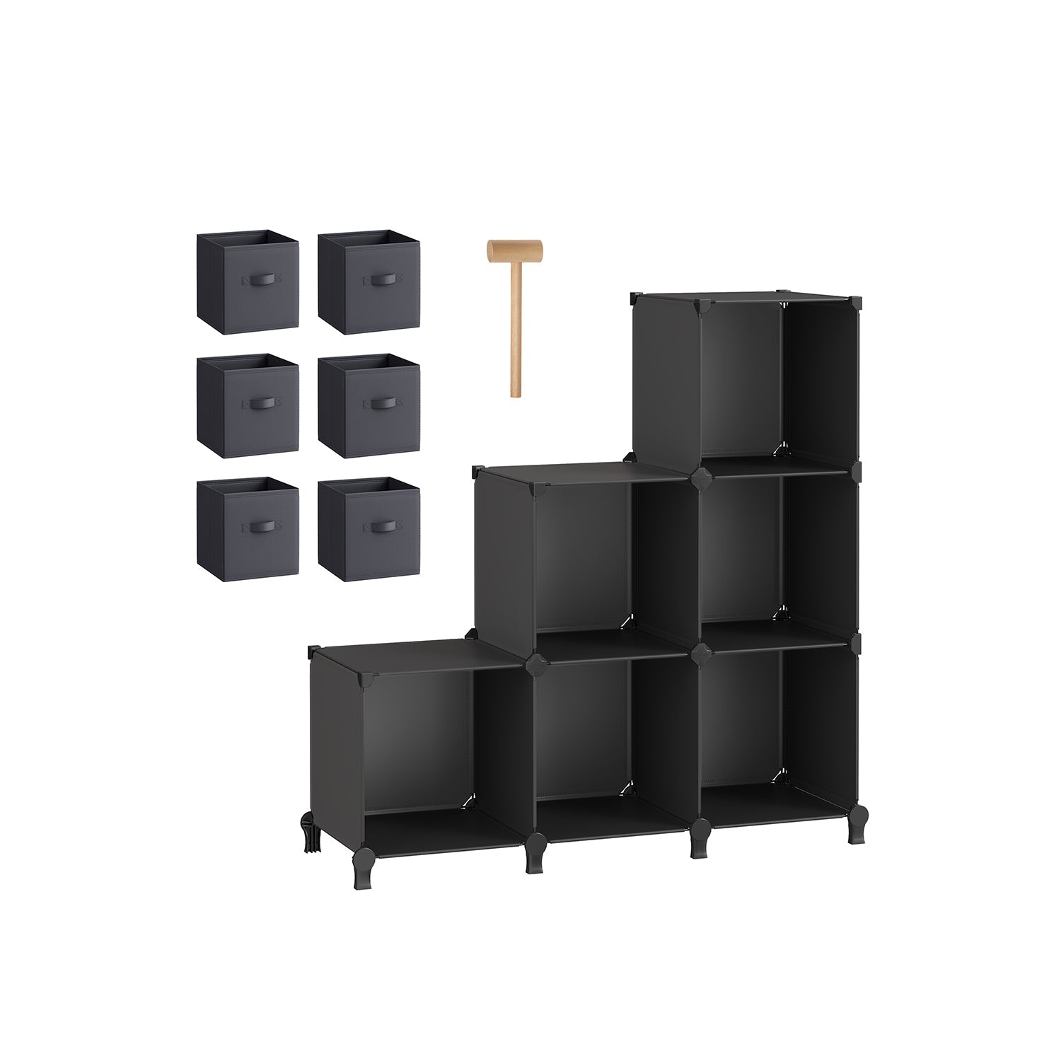 Cube Storage Unit – Non-Woven Fabric – Black and Grey – Customisable Shape with Storage Boxes